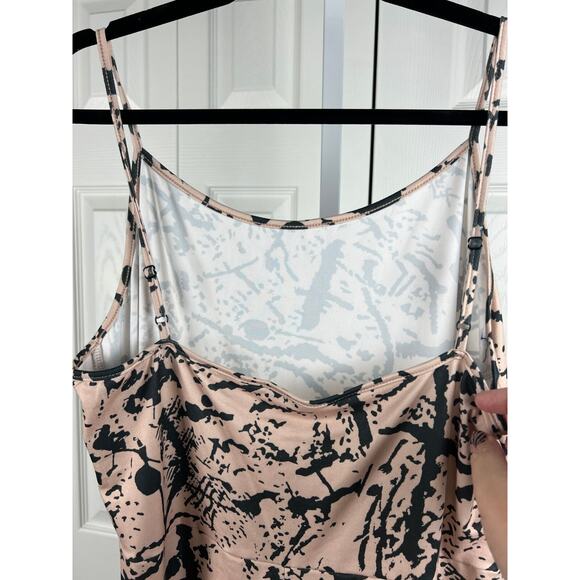 Soft Stretchy Sleeveless Cream Black Splatter Paint Flare Leg Jumpsuit Medium - Picture 5 of 8